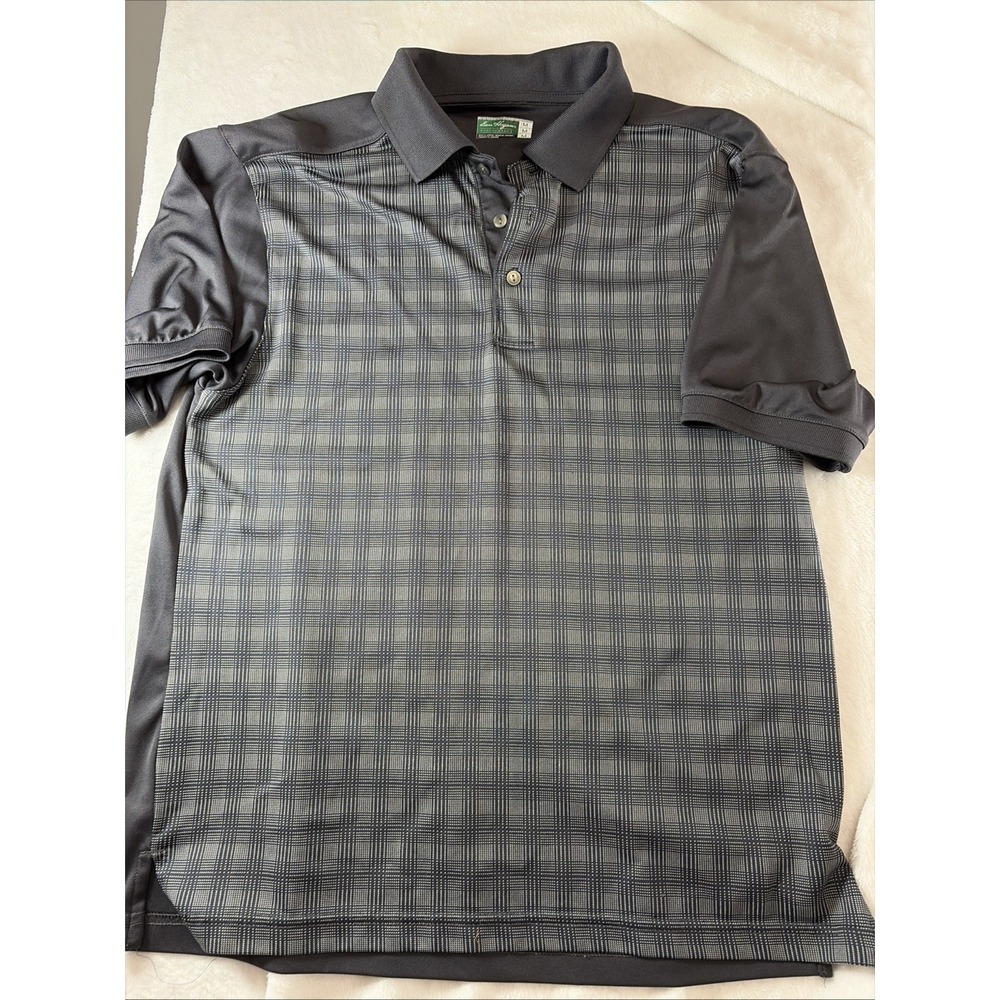 Ben Hogan performance Golf polo med‎ Gray Plaid Short Sleeve Cool Comfort Casual